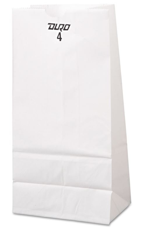 4# WHITE GROCERY BAG, 5 X 3-1/8 X 9-3/4, DURO, 500/BD   51004